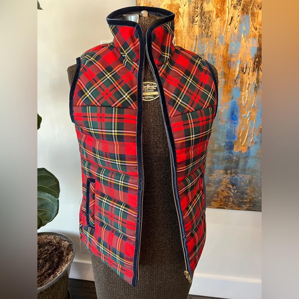 J. Crew Women’s Vibrant Red Tartan Puffer Vest XSP